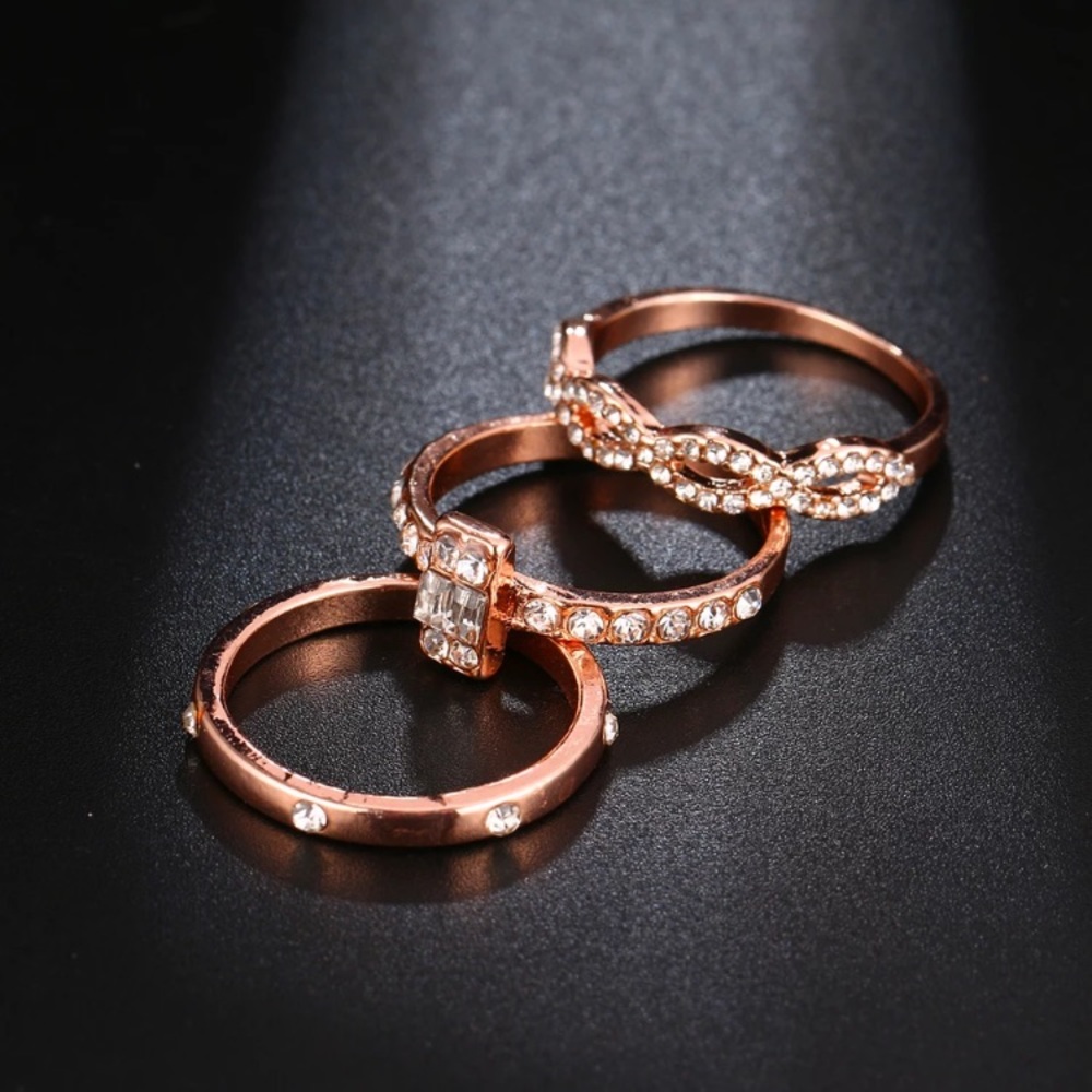 Gold 3Pcs/Set Fashion Infinity Rings Set For Women - Picture 4 of 4